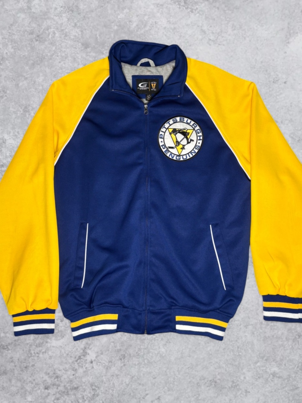 Vintage G-III Sports Carl Banks Pittsburgh Penguins Track Jacket Full Zip Large